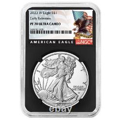 2023-W Preuve $1 American Silver Eagle NGC PF70UC ER Étiquette Noire Noyau Rétro