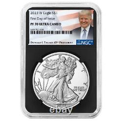 2023-W Preuve $1 American Silver Eagle NGC PF70UC FDI Étiquette Trump Noyau Rétro