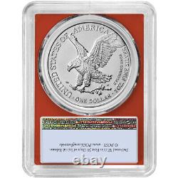 2023 (w) $1 American Silver Eagle 3pc Set Pcgs Ms70 Fs Drapeau Étiquette Rouge Blanc Bleu