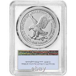 2023 (w) $1 American Silver Eagle 3pc Set Pcgs Ms70 Fs Drapeau Étiquette Rouge Blanc Bleu
