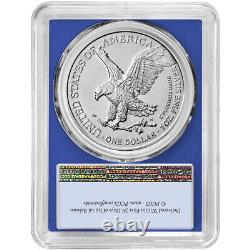 2023 (w) $1 American Silver Eagle 3pc Set Pcgs Ms70 Fs Drapeau Étiquette Rouge Blanc Bleu