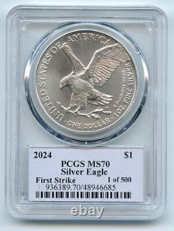 2024 $1 Aigle d'Argent Américain 1oz PCGS MS70 FS 1 sur 500 Thomas Cleveland Natif