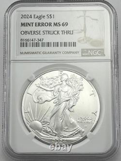 2024 $1 American Silver Eagle Erreur de Frappe Mint Early Releases NGC MS69