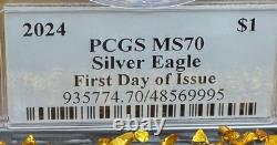 2024 1 $ Argent Aigle FDOI PCGS MS70 Signé par Thomas Cleveland Monnaie 1 sur 300 2024 1 $ Argent Aigle FDOI PCGS MS70 Signé par Thomas Cleveland Monnaie 1 sur 300