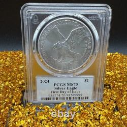2024 1 $ Argent Aigle FDOI PCGS MS70 Signé par Thomas Cleveland Monnaie 1 sur 300