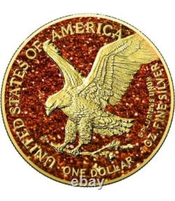 2024 1 Oz Argent American Eagle Édition Or Poussière de Topaze Pièce Précieuse