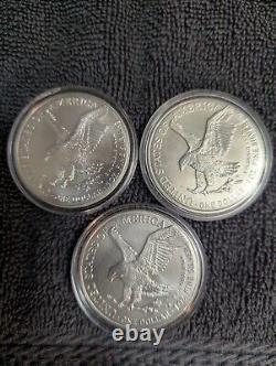 2024 1 oz American Eagle. Pièces en argent 999 de la Monnaie des États-Unis. Vendues en ensemble.