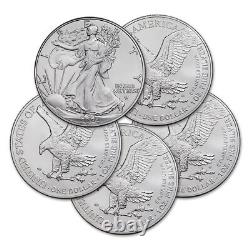 2024 1 oz American Silver Eagle Coin BU Lot de 5 pièces