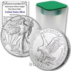 2024 Lot de (10) Pièces de monnaie en argent American Eagle d'une once, non circulées, état brillant