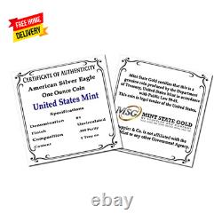 2024 Lot de (10) pièces en argent bullion American Eagle de 1 oz en état de brillance non circulé