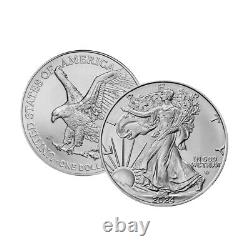 2024 Lot de 5 pièces d'argent American Silver Eagle de 1 once BU