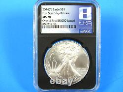 2024 (P) Aigle d'argent non circulé avec l'effigie à 5 étoiles NGC Ms 70, premiers 50 000 émis