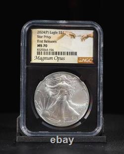 2024 (P) American Silver Eagle avec Marque Privée Étoile Premières Émissions NGC MS70