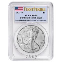 2024-W 1 $ 1 oz Aigle en Argent Américain Bruni PCGS SP69 FS Étiquette Drapeau
