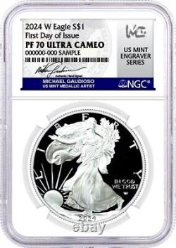 2024 W $1 Aigle d'argent épreuve NGC PF70 Ultra Cameo Premier jour de l'émission Gaudioso