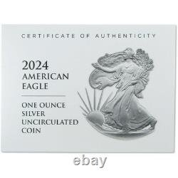 2024 W American Silver Eagle Non Circulé Monnaie Brillante OGP COA