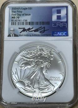2024 ère 8 Nice Gang PREMIER JOUR MS70 1 oz Aigle en Argent Étoile Marque Privée Mark Salzberg