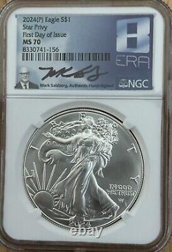 2024 ère 8 Nice Gang PREMIER JOUR MS70 1 oz Aigle en Argent Étoile Marque Privée Mark Salzberg