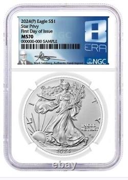2024 ère 8 Nice Gang PREMIER JOUR MS70 1 oz Aigle en Argent Étoile Marque Privée Mark Salzberg