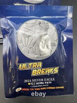 2024-w $1 PCGS Ultra Breaks Pr70 Proof Silver Eagle Retour aux années 80 Pack scellé