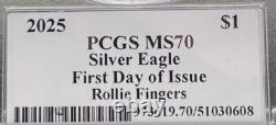 2025 $1 Aigle d’argent FDOI MS70 HOF Légendes de la vie Rollie Fingers 1 sur 10 Mint
