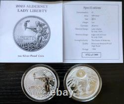 2025 1 oz ARGENT DAME DE LA LIBERTÉ ET AIGLE EN HAUT RELIEF PREUVE AMÉLIORÉE RÉVERSIBLE