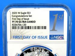 2025 (P), W, S, Ensemble Annuel de 6 Pièces, American Silver Eagle NGC Pf/MS 70 FDOI