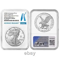 2025-P épreuve $1 American Silver Eagle Marine Corps Privy NGC PF70UC AR Advance