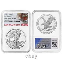 2025-S Épreuve $1 Aigle en Argent Américain NGC PF69UC ER Étiquette Trolley