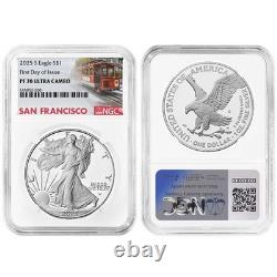 2025-S Preuve $1 American Silver Eagle NGC PF70UC FDI Étiquette Trolley