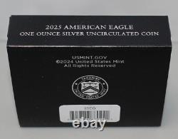 2025 W 1 $ en argent brillant non circulé Eagle, boîte de la Monnaie de West Point et certificat d’authenticité (COA)