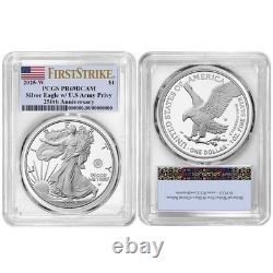 2025-W Épreuve $1 Aigle en Argent Américain Army Privy PCGS PR69DCAM FS Étiquette Drapeau