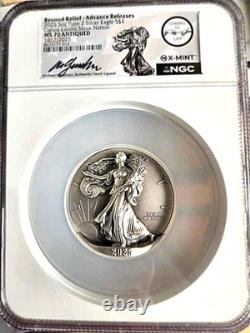 2025 X-MINT Prend Vie 5 Oz AIGLE D'ARGENT NGC MS70 Vieilli AR GAUDIOSO