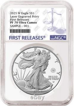 2025 aigle en argent privy proof gravé au laser ngc pf70 fr prévente