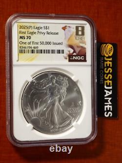 2025 (p) Aigle en Argent Ngc Ms70 Première Édition Privée Première de 50,000 Émis