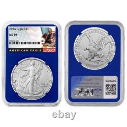 2026 1 $ American Silver Eagle NGC MS70 étiquette noire cœur bleu