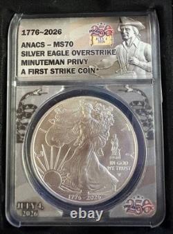 2026 Aigle d’argent de la Monnaie de Denver Daniel Carr surfrappe à double date MS70 avec marque privée