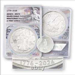 2026 SE Carr Surfrappe Silver Eagle 1776-2026 Minuteman ANACS MS-70