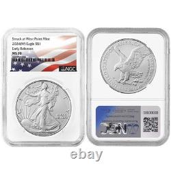 2026 (W) 1 $ Aigle en Argent Américain 3 pièces Set NGC MS70 ER Étiquette Drapeau Rouge Blanc Bleu