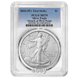 2026 (W) 1 $ Aigle en Argent Américain PCGS MS70 FS Étiquette Bleue