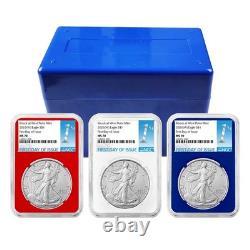 2026 (W) 1 $ Américain Silver Eagle Ensemble de 3 pièces NGC MS70 FDI Étiquette Première Rouge Blanche