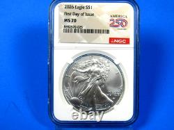 2026 (W), W, P &W, ensemble de 4 pièces, ensemble complet A. S. E. YR NGC MS/PF 70, FDOI, 250