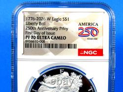 2026 (W), W, P &W, ensemble de 4 pièces, ensemble complet A. S. E. YR NGC MS/PF 70, FDOI, 250