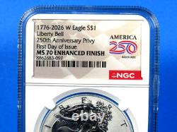 2026 (W), W, P &W, ensemble de 4 pièces, ensemble complet A. S. E. YR NGC MS/PF 70, FDOI, 250