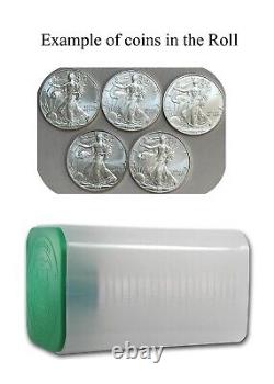 20 Pièces de 1997 American Silver Eagle d'une valeur d'un dollar dans un tube d'origine de la Monnaie.