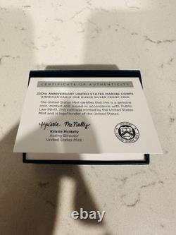 250e anniversaire du Corps des Marines des États-Unis - Pièce en argent de preuve d'une once avec aigle américain