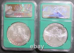 (2) 2002 2015 NGC MS 69 Boîte Scellée de la Monnaie des États-Unis 90% Argent Fin Aigle Non Circulé BU