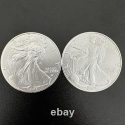 (2) 2021-W Aigles en Argent Américains 1 oz GEM BU (Type 2) Monnaie de West Point