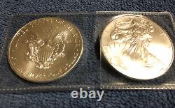2x 2014 États-Unis Silver Eagle 1oz 999 Pièces de monnaie en argent fin San Francisco Mint