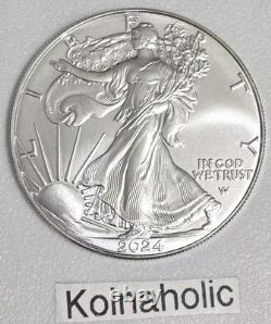 (3) Pièces American Eagle en argent 2024 de 1 oz $1 (BU). Argent pur 999, expédition rapide